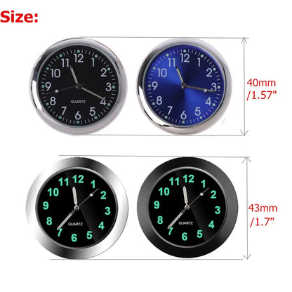 Luminous Mini Car Clock - Stylish Stick-On Digital Watch for Auto Decor (40mm & 43mm)