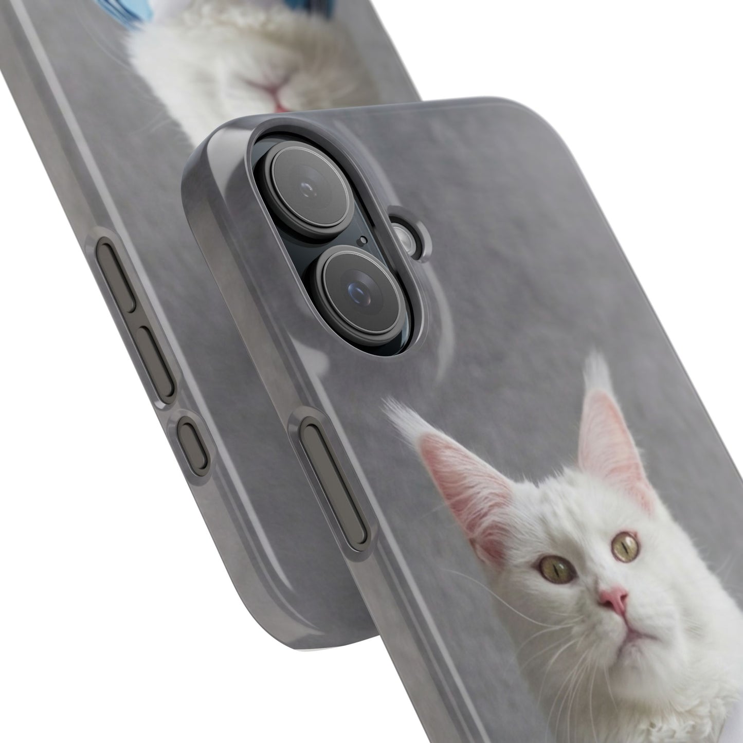 White Cat in Argentina Soccer Jersey Slim Phone Case | Cute Pet Sports Design