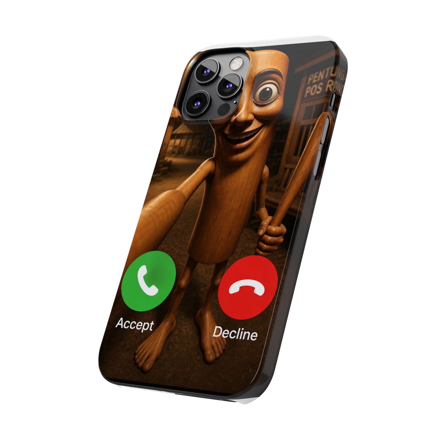 Tung Tung Tung Sahur Incoming Call Phone Case | Funny Brain Rot Meme iPhone Case | Italian Brainrot Merch | Gen Z Gift
