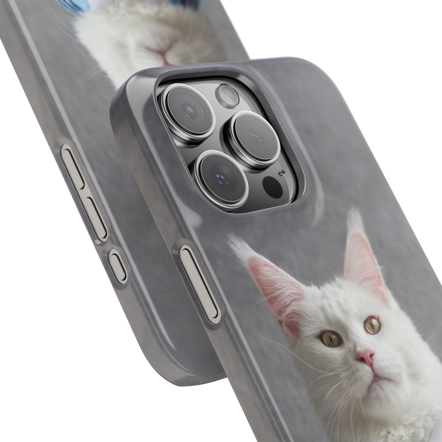 White Cat in Argentina Soccer Jersey Slim Phone Case | Cute Pet Sports Design