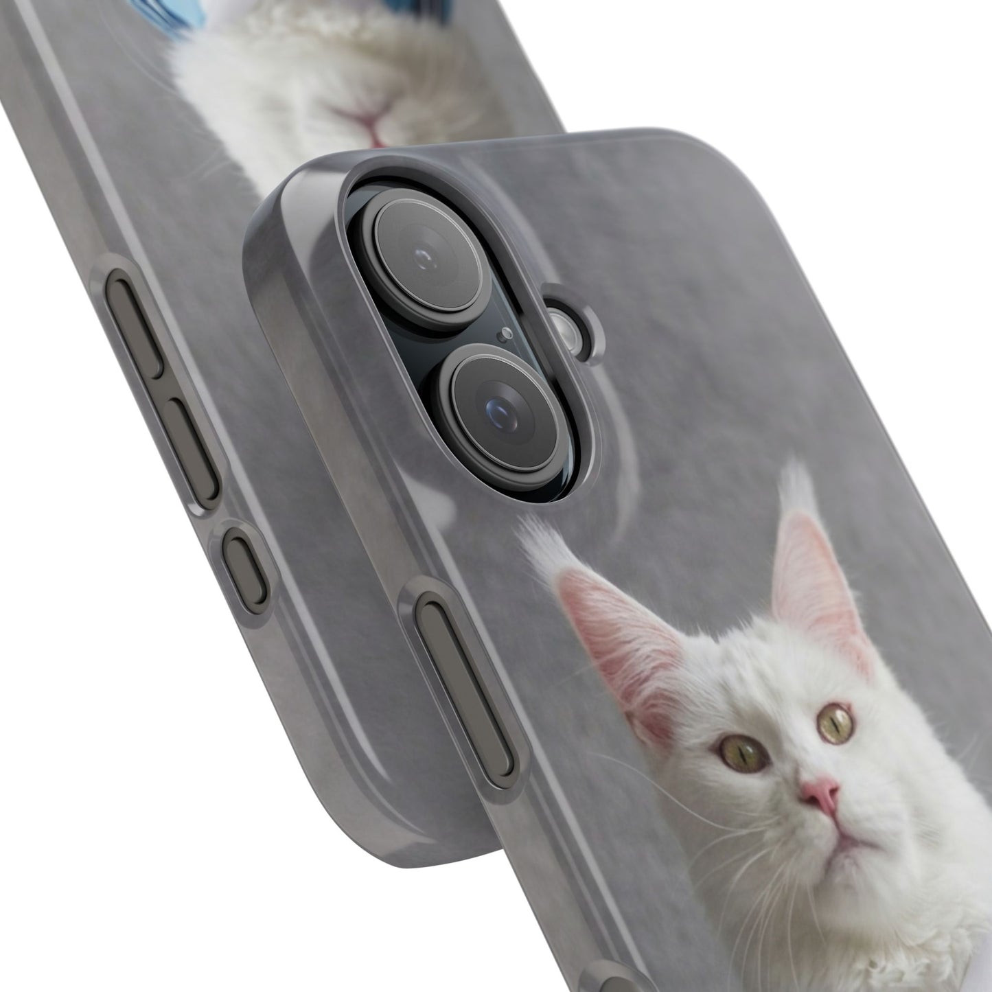 White Cat in Argentina Soccer Jersey Slim Phone Case | Cute Pet Sports Design