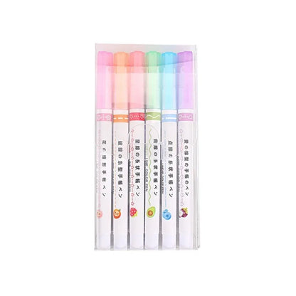 Kawaii Flower Highlighter Pens Set - 6 Charming Roller Tip Markers for Creative Writing, Journaling & Drawing