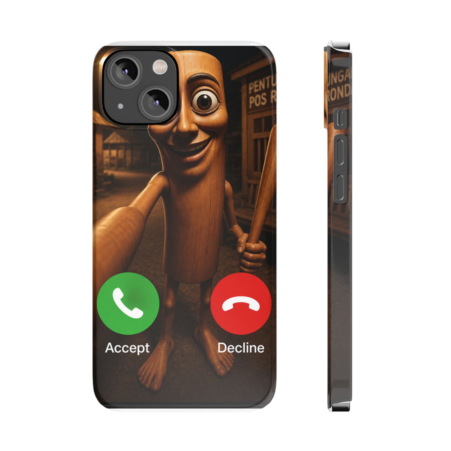 Tung Tung Tung Sahur Incoming Call Phone Case | Funny Brain Rot Meme iPhone Case | Italian Brainrot Merch | Gen Z Gift