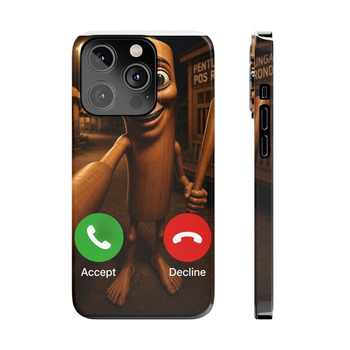 Tung Tung Tung Sahur Incoming Call Phone Case | Funny Brain Rot Meme iPhone Case | Italian Brainrot Merch | Gen Z Gift