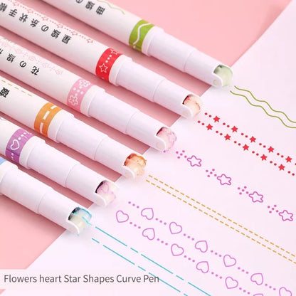 Kawaii Flower Highlighter Pens Set - 6 Charming Roller Tip Markers for Creative Writing, Journaling & Drawing