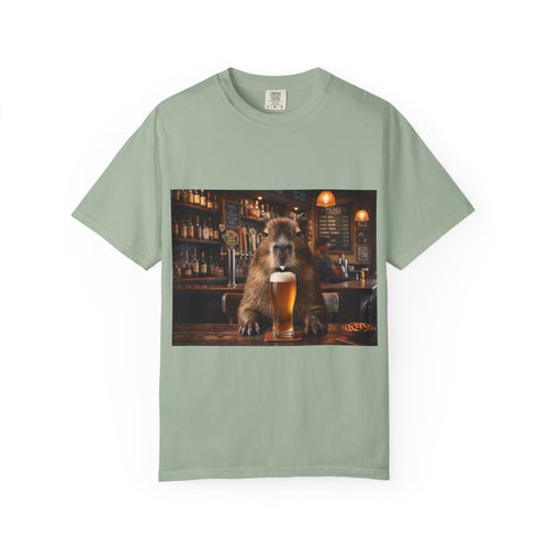 Capybara Drinking Beer T-Shirt — Funny Bar Pub Animal Graphic Tee