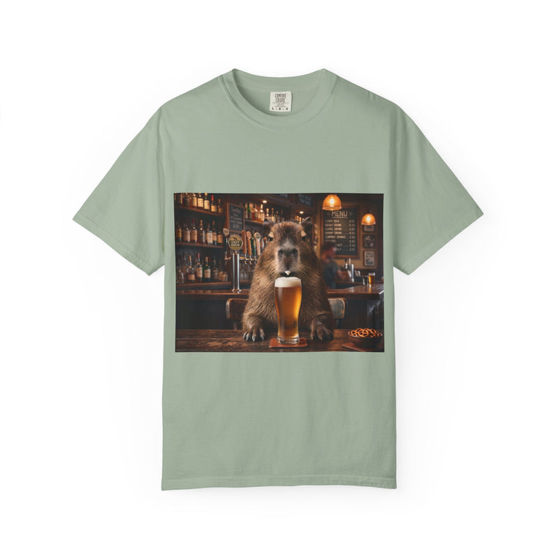 Capybara Drinking Beer T-Shirt — Funny Bar Pub Animal Graphic Tee