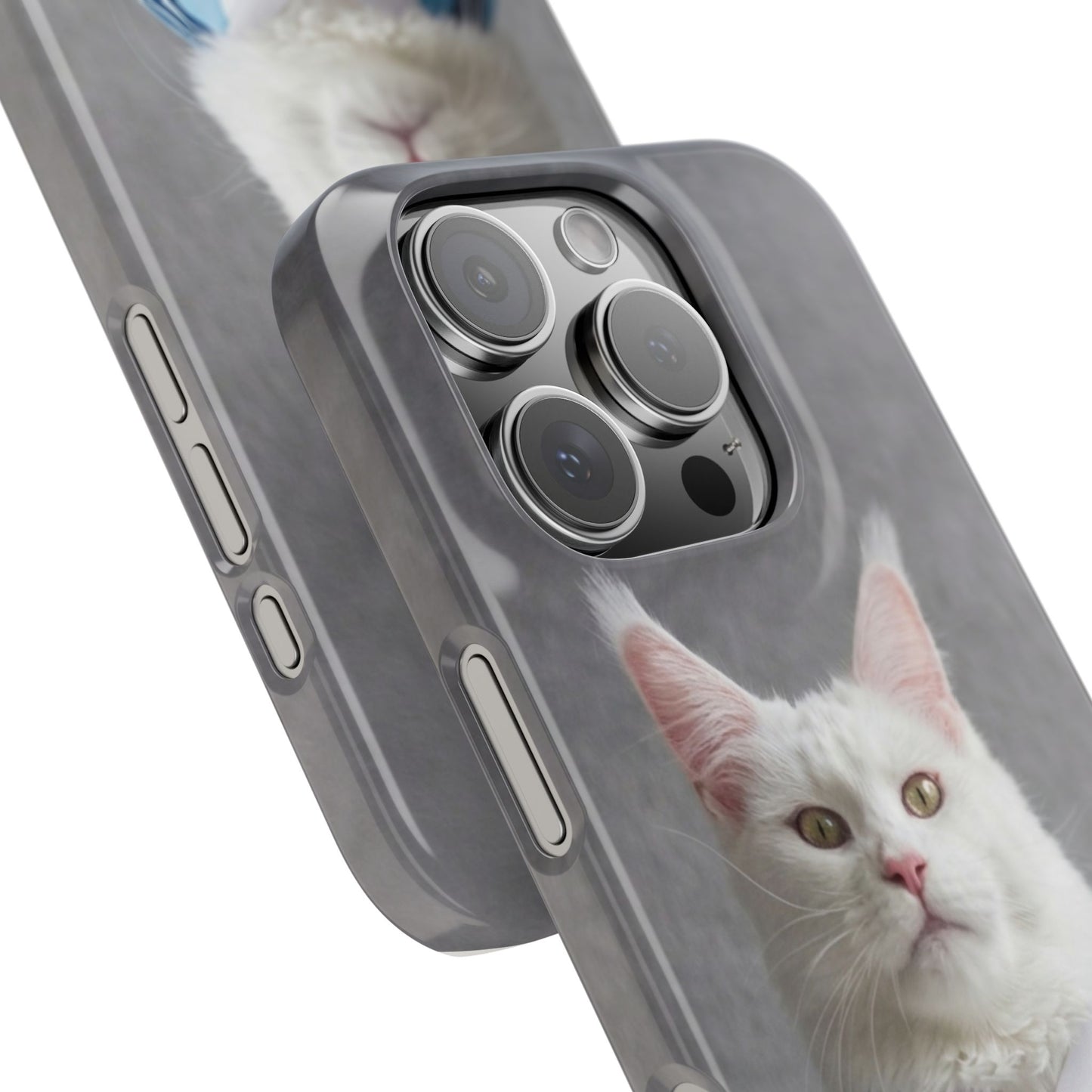 White Cat in Argentina Soccer Jersey Slim Phone Case | Cute Pet Sports Design