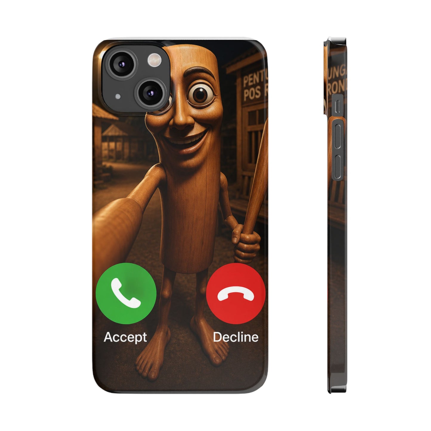 Tung Tung Tung Sahur Incoming Call Phone Case | Funny Brain Rot Meme iPhone Case | Italian Brainrot Merch | Gen Z Gift