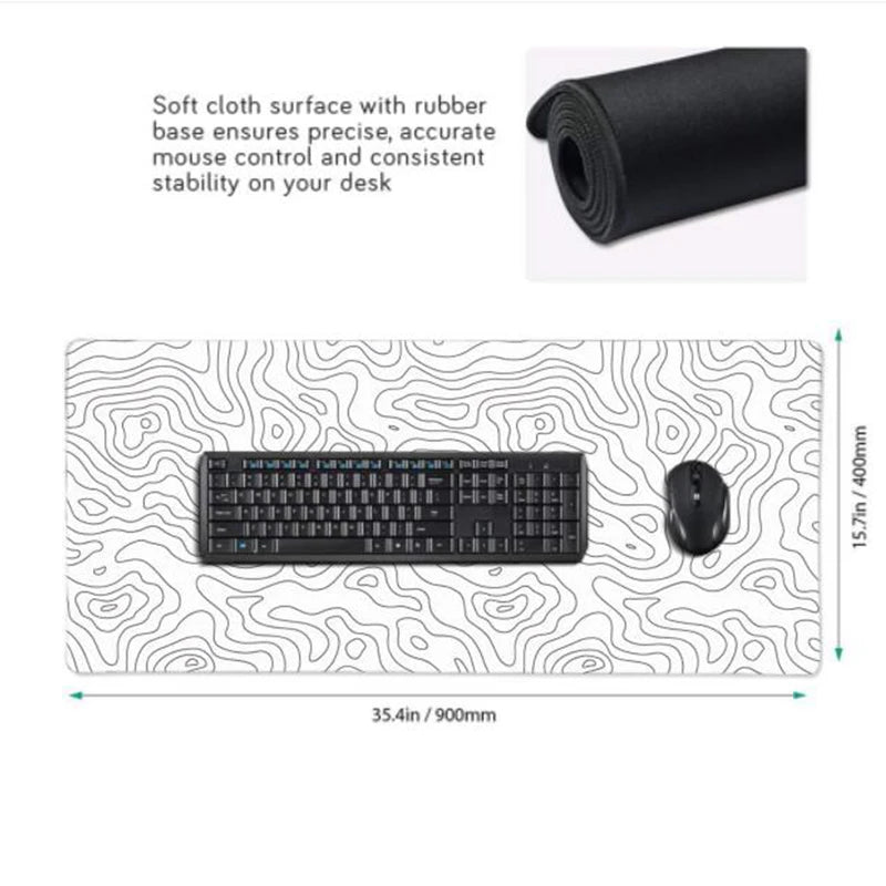 Large Black and White Gaming Mouse Pad Gamer Big Mouse Mat Computer Gaming Locking Edge Mousepad 90X40Cm Keyboard Desk Mice Pad