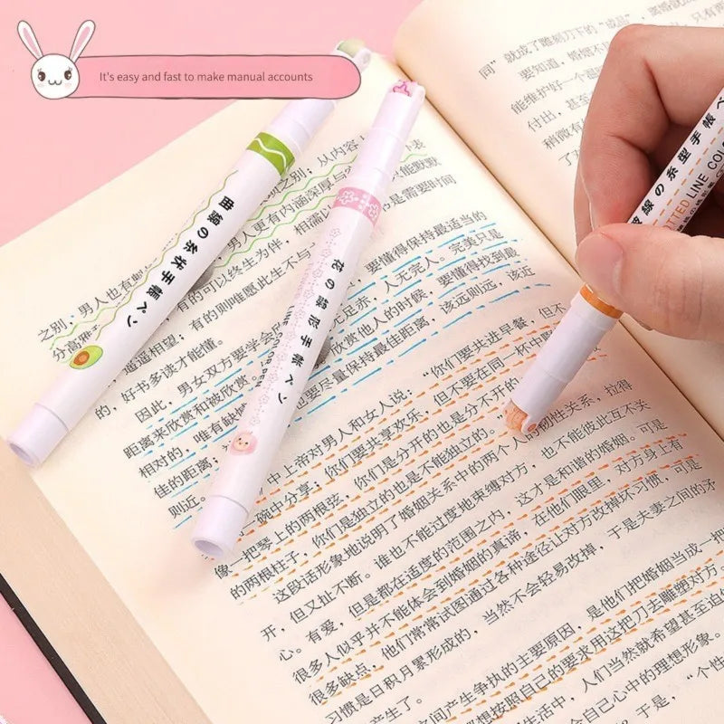 Kawaii Flower Highlighter Pens Set - 6 Charming Roller Tip Markers for Creative Writing, Journaling & Drawing