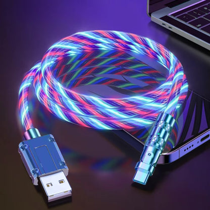 Super Fast Charging Rotating LED Zinc Alloy Data Cable - 180° Elbow Design for Samsung & Xiaomi